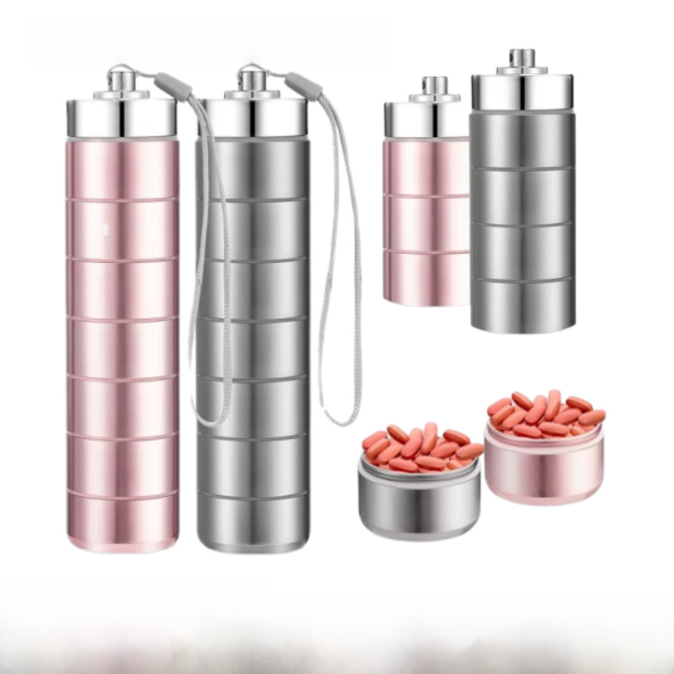 Waterproof 7-Day Aluminum Pill Organizer, Large Travel Pill Case