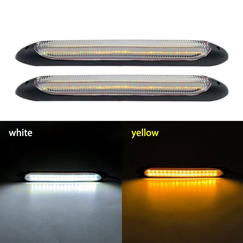 Start scanning new LED car daytime running lights two-color streamer turn signal modified high-brightness LED daytime running lights