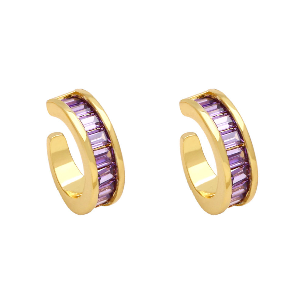 Fashion Geometric Copper Inlay Zircon Ear clips 1 Pair