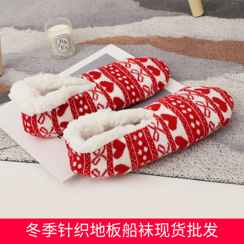 여성용 빨간 활 보트 양말