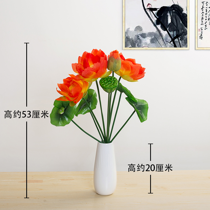 [Bộ bình] Bình dọc 9 chữ thập hoa sen lớn màu đỏ hoàng hôn