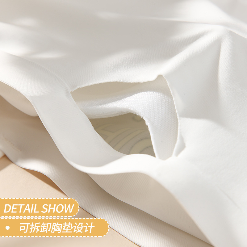 Ice Silk sin costuras carta belleza espalda Correa tubo superior Chaleco con almohadilla en el pecho desgaste interior y exterior de la muchacha envuelto en el pecho chaleco femenino verano