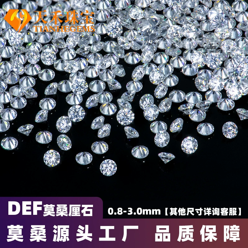 Искусственно выращенный камень муассанит цвета DEF, 0,8-3 мм, круглый, кубический цирконий, для колец, ожерелий, ювелирных изделий, свободный камень, аксессуар