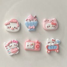 亮面卡通小猫树脂配件diy配饰手工材料鞋花水杯贴奶油胶儿童发饰