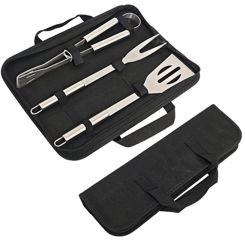 Barbacoa de acero inoxidable Juego de herramientas de barbacoa para acampar al aire libre de tres piezas