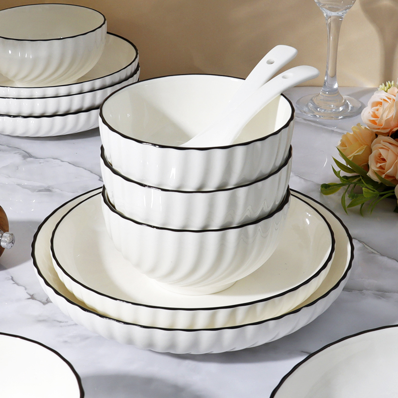 Underglaze Color Moon Series Bowl and Plate Set for Home Use 2025 New Fresh Plate Internet Celebrity High-Value Ceramic Tableware