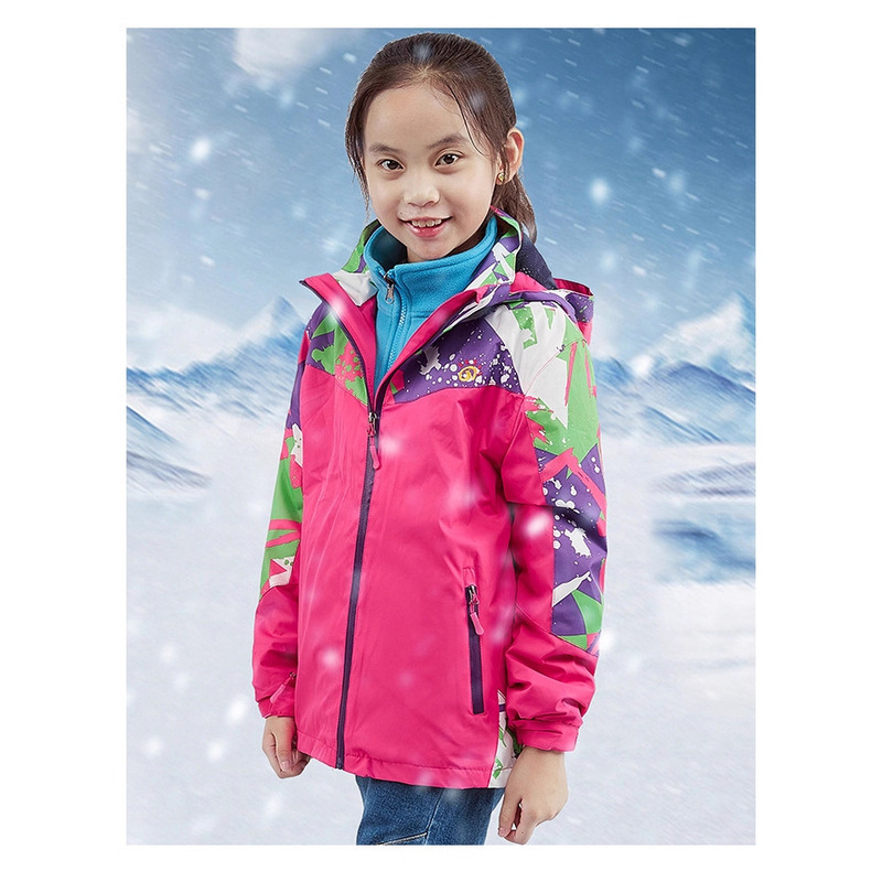 Three-In-One Jacket for Boys and Girls, Waterproof and Windproof Jacket, Kidsren's Hooded Autumn and Winter Outdoor Snow Mountaineering Plus Fleece Jacket