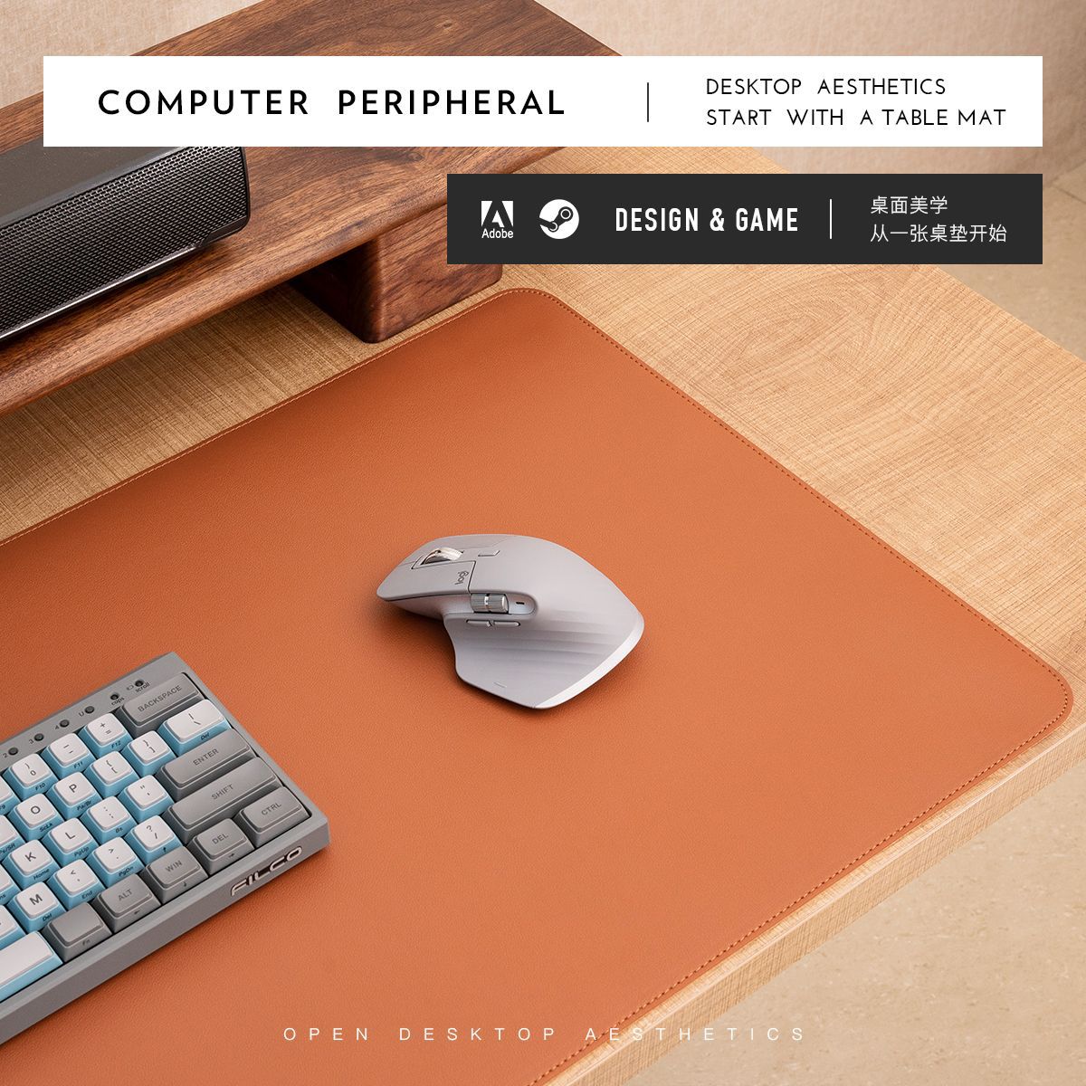 Alfombrilla de ratón de corcho y cuero (producto caliente), extra grande, para teclado y escritura, tapete de escritorio con bordes cerrados, con logo