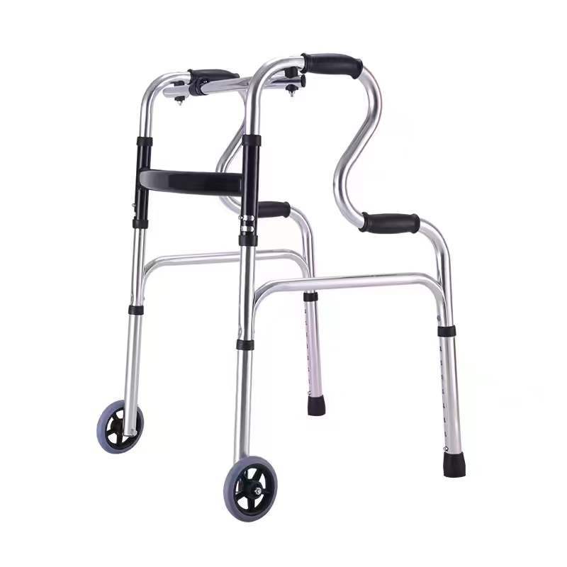 Aleación de aluminio doblemente plegable caminador para ancianos caminador de rehabilitación para discapacitados refuerzo de entrenamiento de extremidades para pacientes