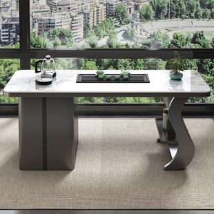 Light Luxury, Simple and Modern Slate Tea Table and Chair Combination Balcony Kettle Integrated Office Slate Small Tea Table Coffee Table