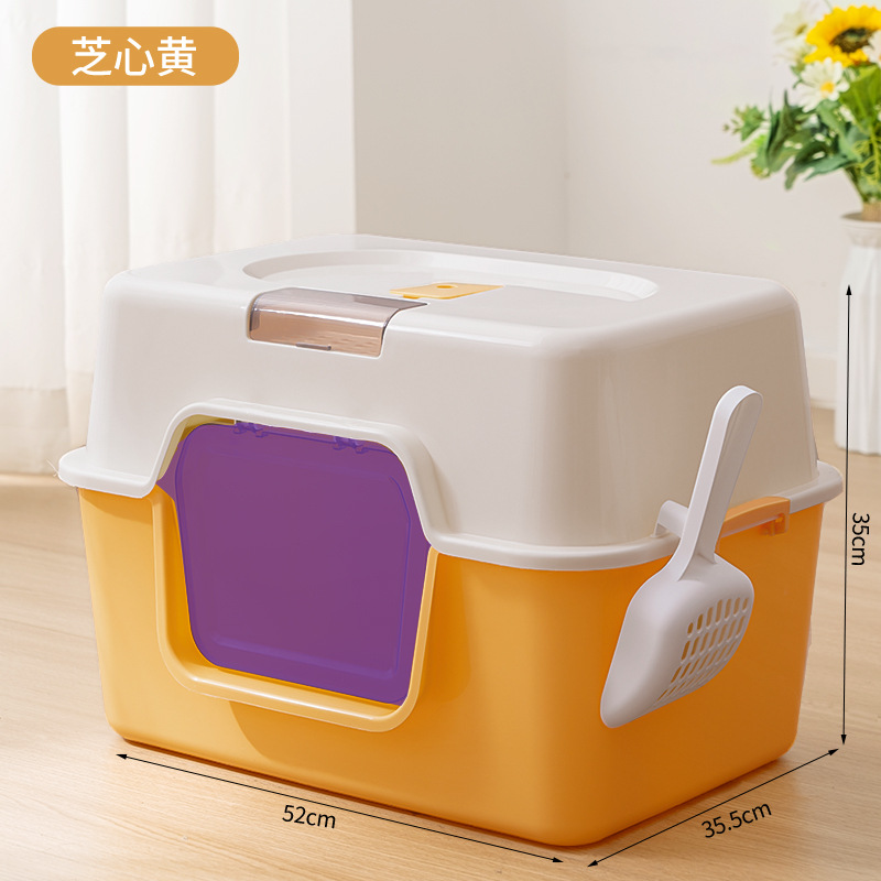 Basina de arena para gatos super grande totalmente cerrada anti-spillado anti-olor super grande inodoro para gatos para gatos