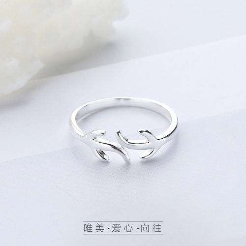 Stall goods small animal moose antler ring minimalist trendy creative couple's matching rings adjustable open-mouth wholesale for girlfriend and best friend