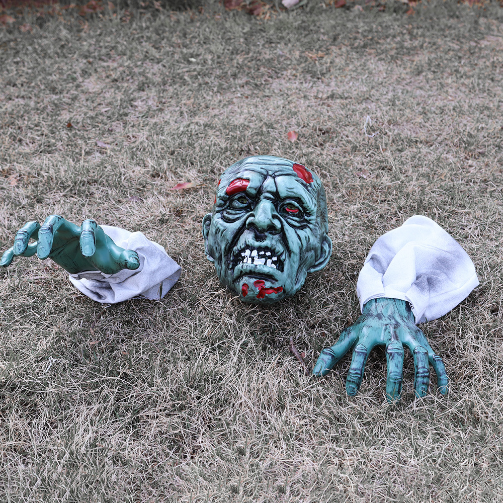 Halloween tierra esqueleto esqueleto patio césped atmósfera de terror accesorios decoración verde necromancer set de tres piezas fantasma fiesta