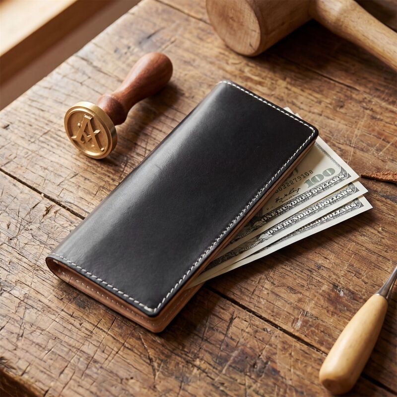Handmade Italian Vegetable Tanned Leather Men's Long Wallet Genuine Leather Men's Wallet Top Layer Cowhide Wallet Casual Handbag