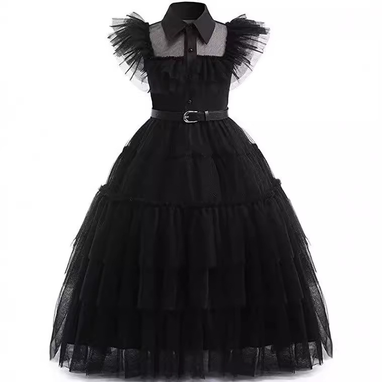 Spot Wednesday Addams Halloween Wednesday Adams black dress cosplay suit