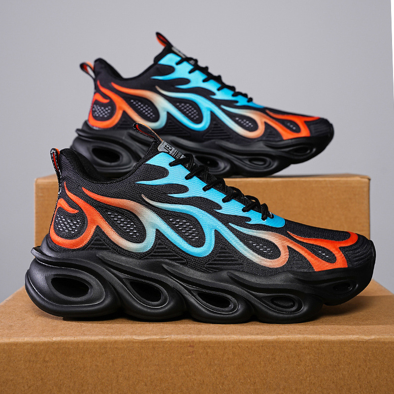 Herren Herbstsport 2024 neue atmungsaktive ultraleichte Dämpfung Laufschuhe aus weißem Casual Mesh mit dicker Sohle_voghion.com