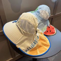 子供の夏の日よけ帽子大きなつばの女の子のネット日焼け止めショール帽子男の子の赤ちゃんのビーチ漁師の帽子屋外日よけ帽子
