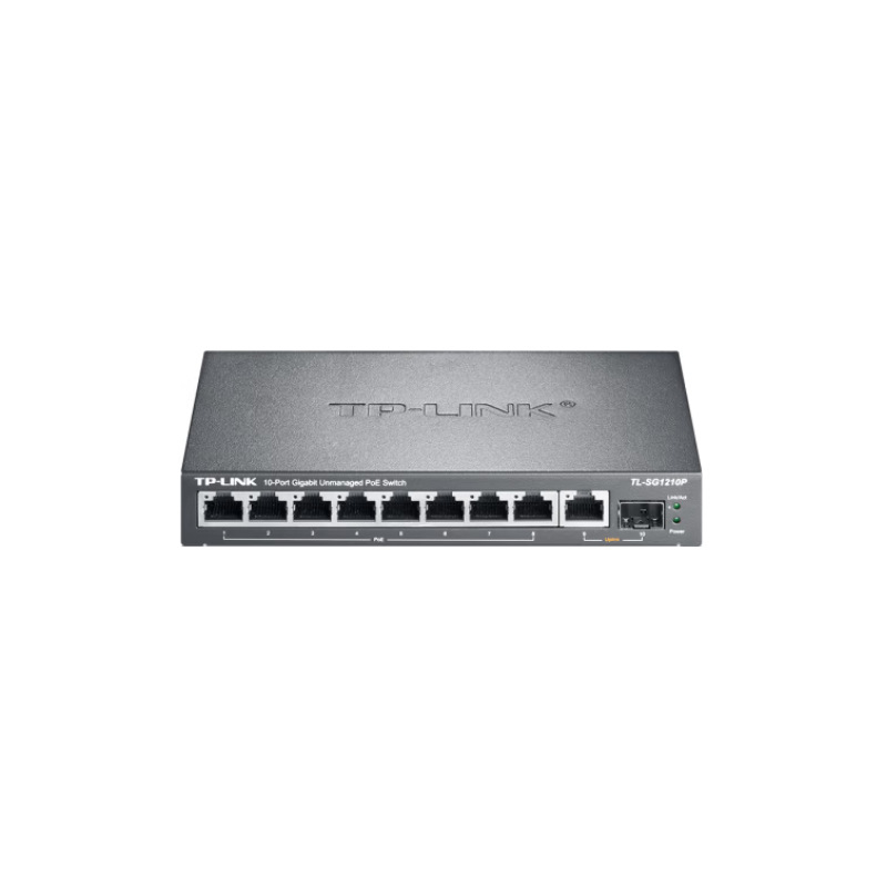 普联TP-LINK SG1210P 8口千兆POE交换机 1千兆口+1千兆光纤口