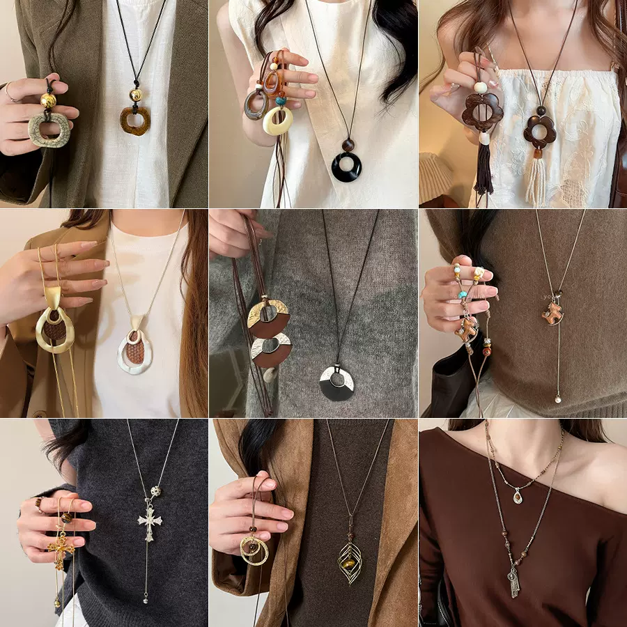 2025年新款秋冬吊坠项链新中式长款流苏毛衣链时尚小众独特配饰女