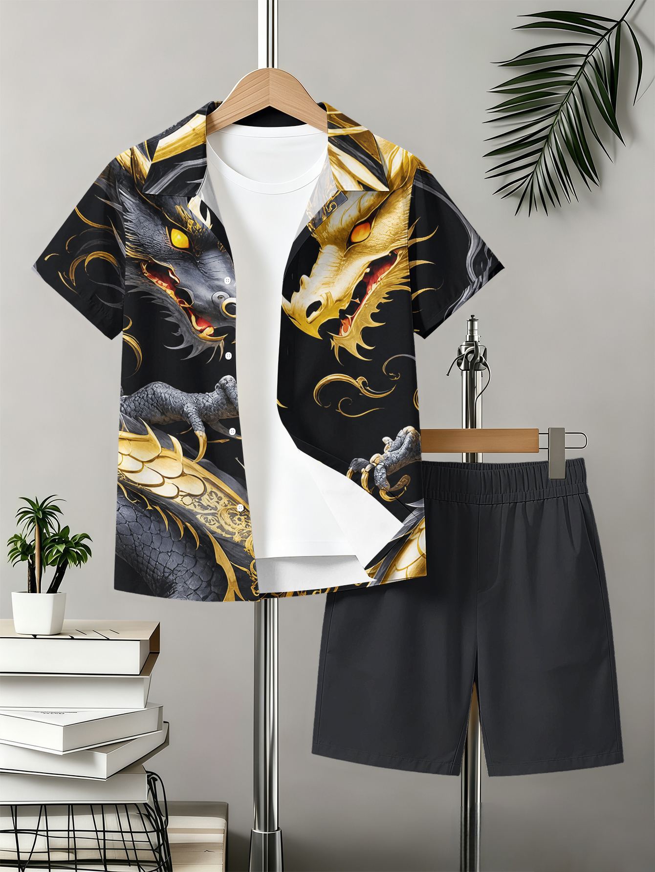 Boys Shirt And Shorts Set With 3d Printed Patterns For Summer_voghion.com