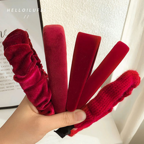 New Year Velvet Butterfly Bow Hair Clip Autumn/Winter Red Plush Hair Pin Korean Style Sweet and Cute Large Hair Ring Headband