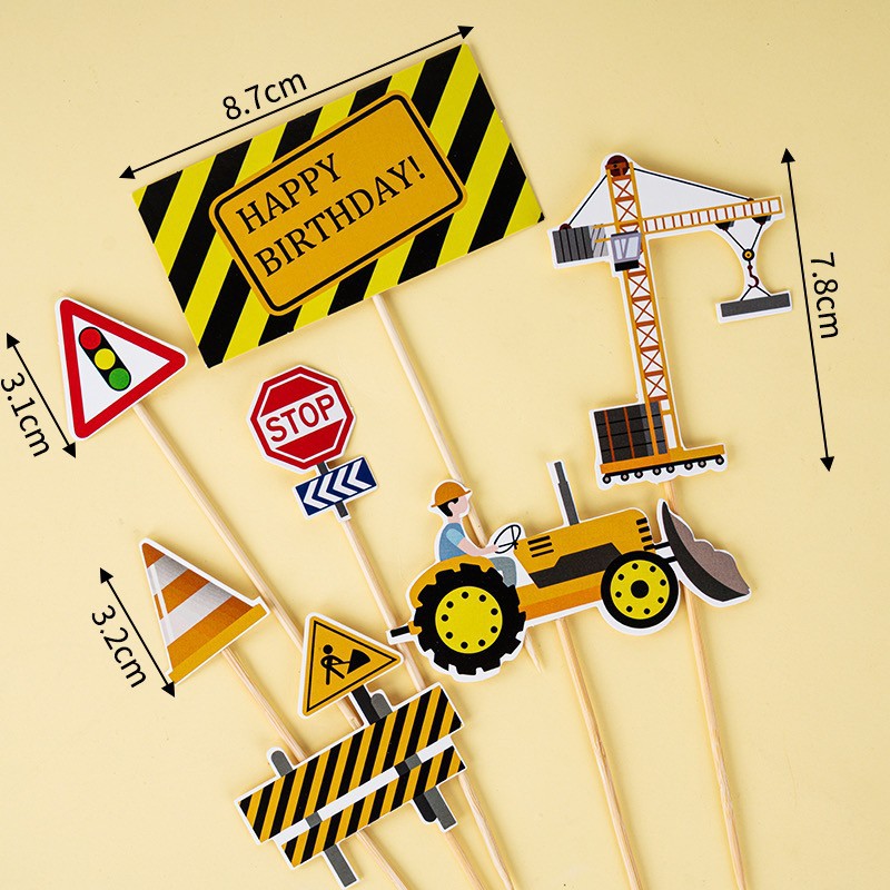 Camión volquete grande, decoración de pasteles, excavadora, camión de ingeniería, grúa torre, postre de cumpleaños para niños, accesorios de mesa