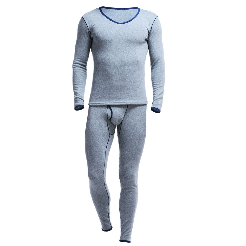 Demi-season keep warm set, thermal underwear, fleece sweater, tight, increased thickness, V-neckline