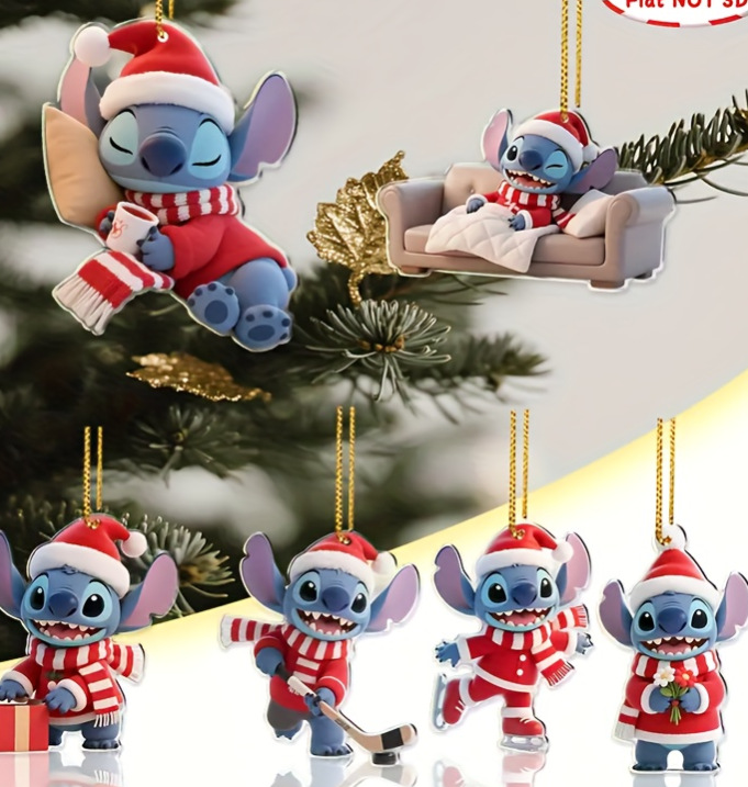 Transfronterizos temu Xiyin nuevo Stiltys decoración de Navidad decoración de automóviles colgante plano acrílico 2D lista