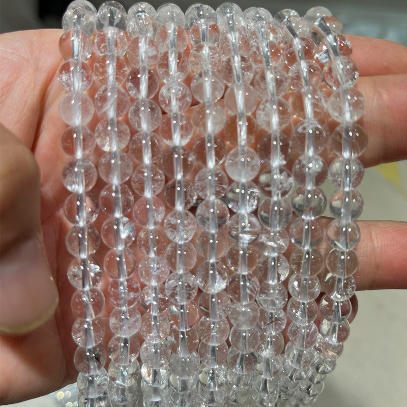 Natural White Crystal Round Beads Semi-Finished Fine Cotton White Crystal Loose Beads Crystal Door Curtain Beaded White Crystal Strips