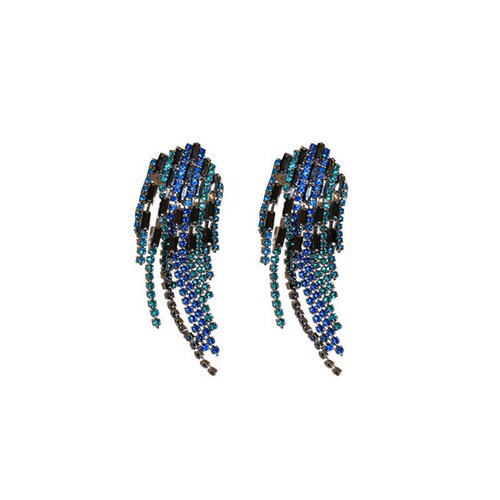 Silver needle inlaid with diamond letters, geometric long tassel earrings, European and American exaggerated design earrings, personalized earrings for women wholesale