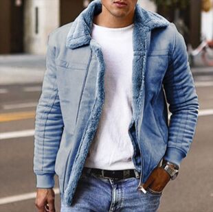 Spot explosion single wish AliExpress men's imitation leather fur one short coat large lapel men's coat