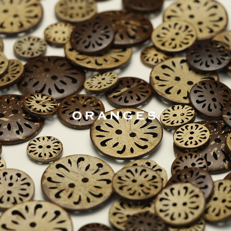 JULI Orange Round Hollow Flower Coconut Button Knitted Cardigan Shirt Top Natural Coat Clothing Button JULI Orange Round Hollow Flower Coconut Button Knitted Cardigan Shirt Top Natural Coat Clothing Button