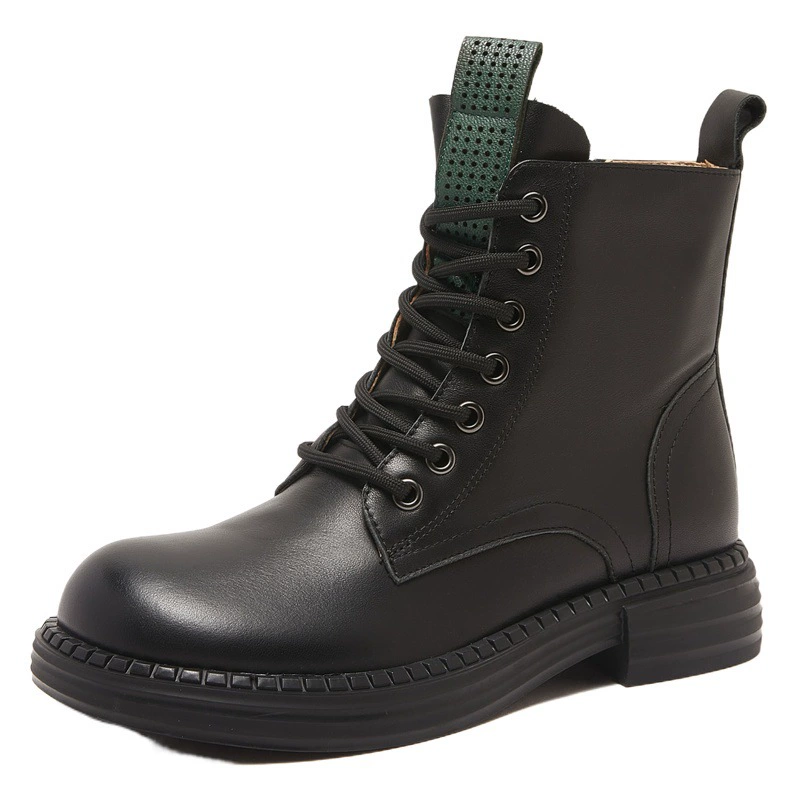 Женские ботинки Мартин из натуральной кожи (первый слой), осень-зима 2025, хит продаж, на толстой нескользящей подошве, рабочие короткие ботинки, износостойкие, на мягкой подошве, ретро-стиль.