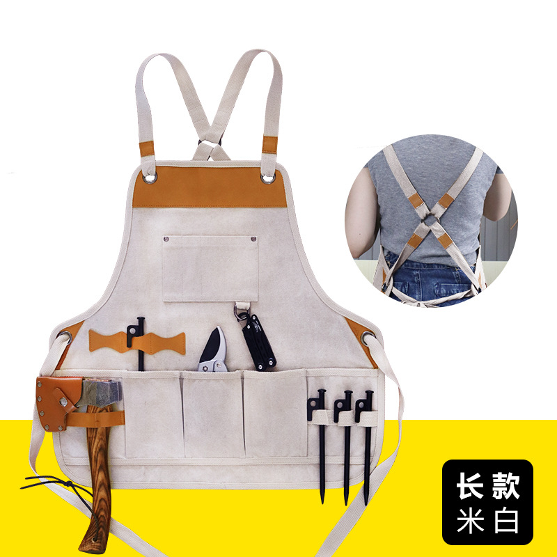 Delantal de lona engrosada transfronteriza PU delantal de cuero suave peluquería tienda de té de leche ropa de trabajo electricista herramientas de carpintería delantal