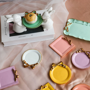 Vintage Bow Jewelry Storage Plate Aromatherapy Tray Ornaments Jewelry Display Plate Storage Small Tray Small Dish