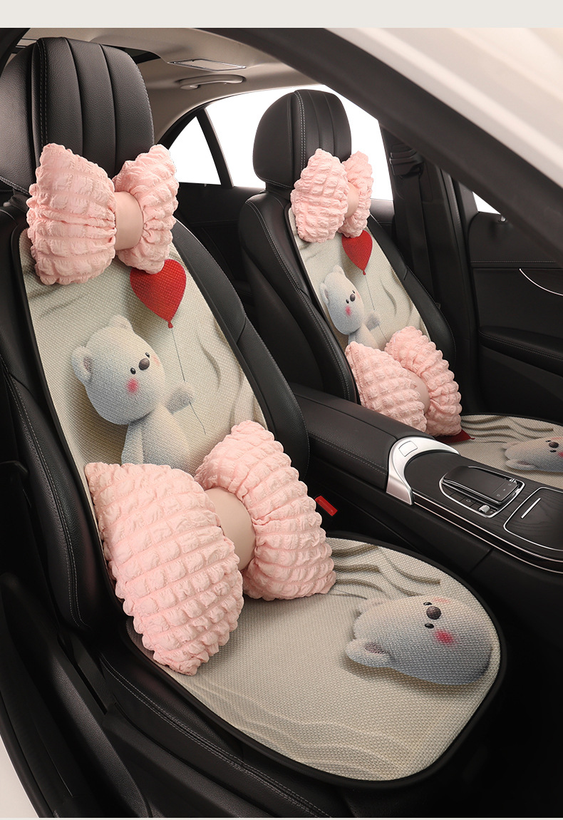 Car Seat Cushion New Style Cute All-Season Cushion Summer Breathable Cartoon Simple Comfortable Half-Cover Seat Pad