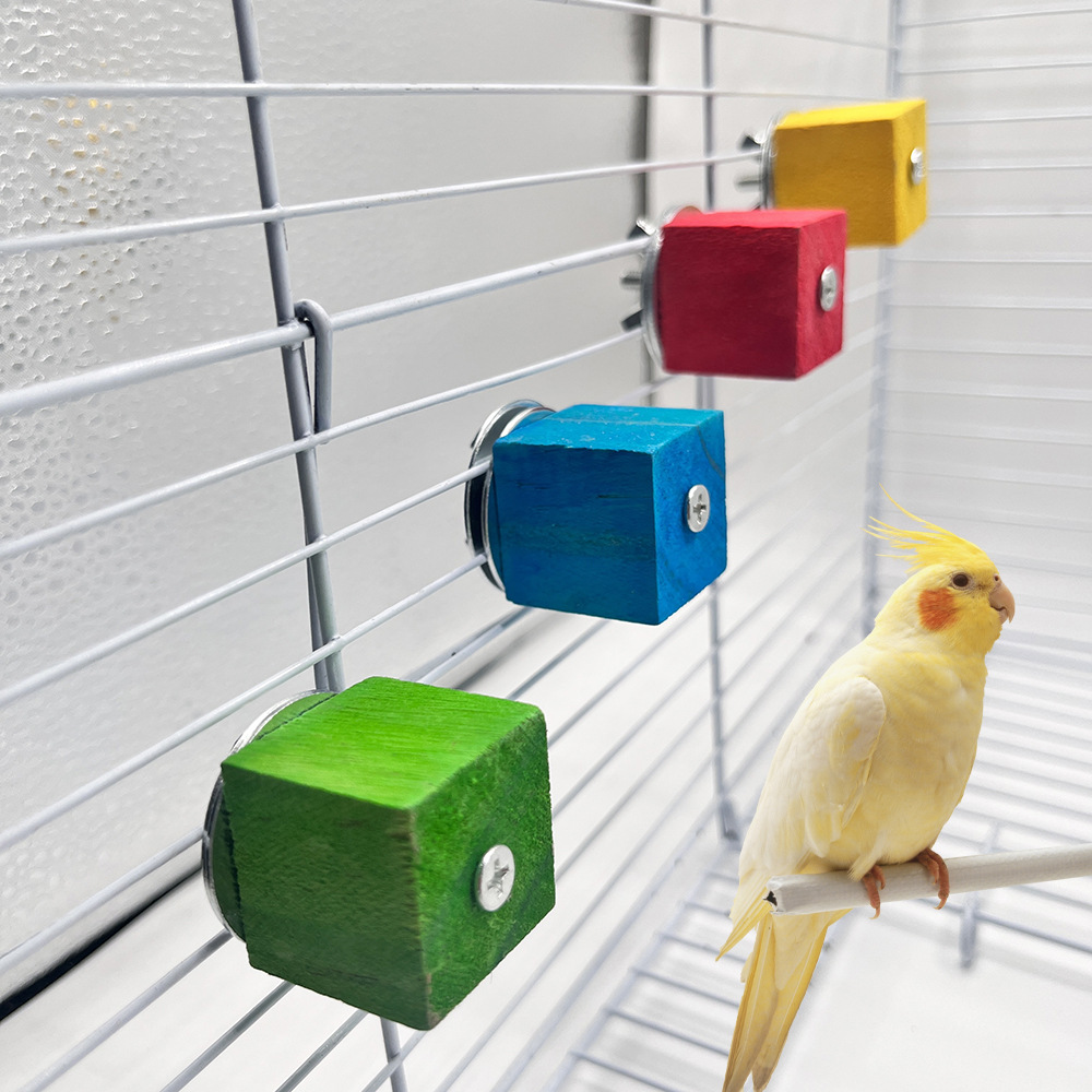 Juguete de hámster, poste de estación de pájaro de color, loro, percha, plataforma de garra afilada, plataforma de salto cuadrado, pequeño juguete para mascotas, decoración de jaula de pájaro