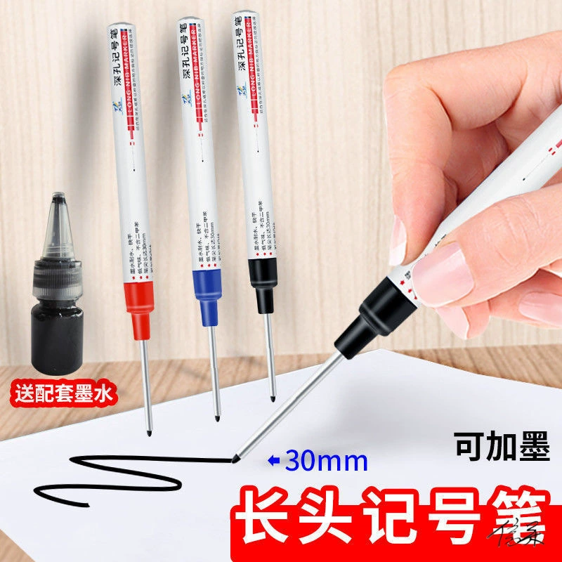 Маркер с длинной головкой, деревообрабатывающий сверлильный маркер с длинной головкой, глубокое отверстие, деревообрабатывающий сантехник, 30 мм, ручка для плитки, маркер на масляной основе