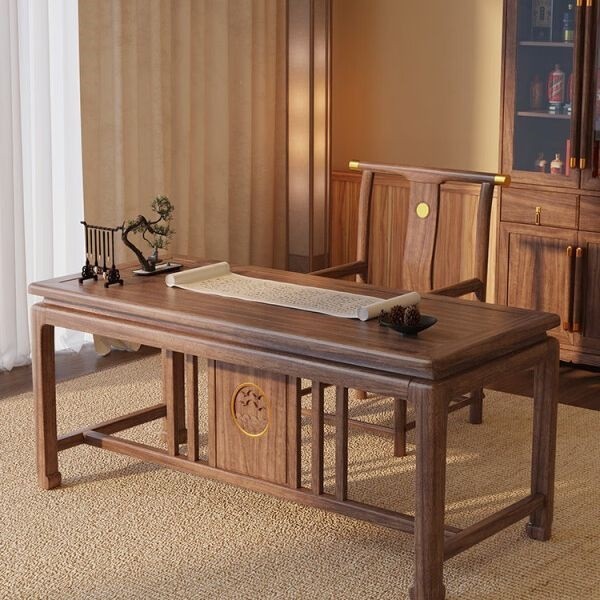 New Chinese Style Walnut Solid Wood Desk Home Writing Desk Office Desk Modern Simple Study Calligraphy Painting Table