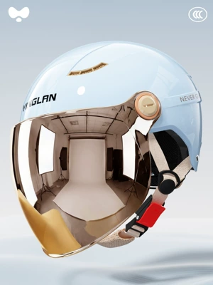 Motosiklet kaskı (dəbilqə) – Protection Double Mirror Motorcycle Helmet - 3c-sky-blue-electroplated-long-mirror-new-national-standard-class-a-one-size-fits-all