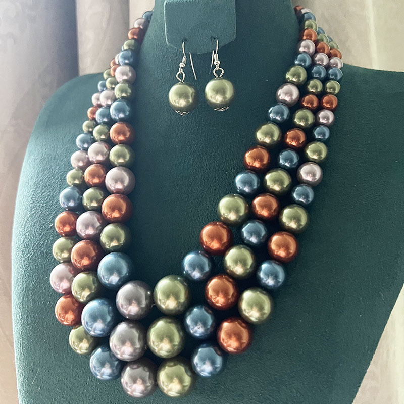 150g Weight Earrings, Necklace Classification 1 Set Quantity Banquet, Cocktail Party Occasion Imitation Pearl Material Pearl Pattern Women's Gender Round Design Glam, Exaggerated Style Glam Exaggerated Pearl Imitation Pearl Round Women's Earrings Necklace 10