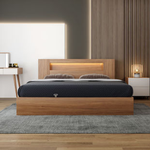 Wholesale Csp1 Small Apartment Japanese-Style Tatami Storage Bed Modern Minimalist Nordic Panel Bed Double Bed Master Bedroom Floor-Standing