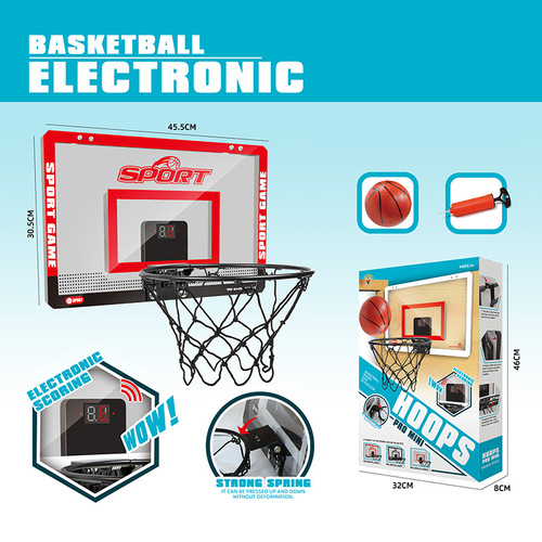 Scoreboard Basketball Hoop Indoor Door Wall Dual-Purpose Basketball Rim with Thickened EVA Shockproof and Explosion-Proof Basketball Trainer