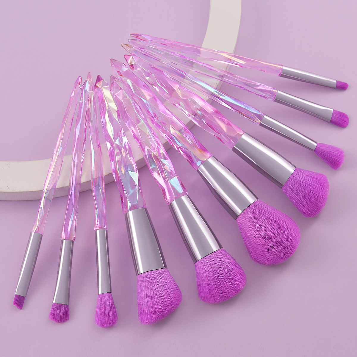 Simple Style Classic Style White Purple Blue Arylic Nylon Acrylic Handle Makeup Brushes 1 Set display picture 5