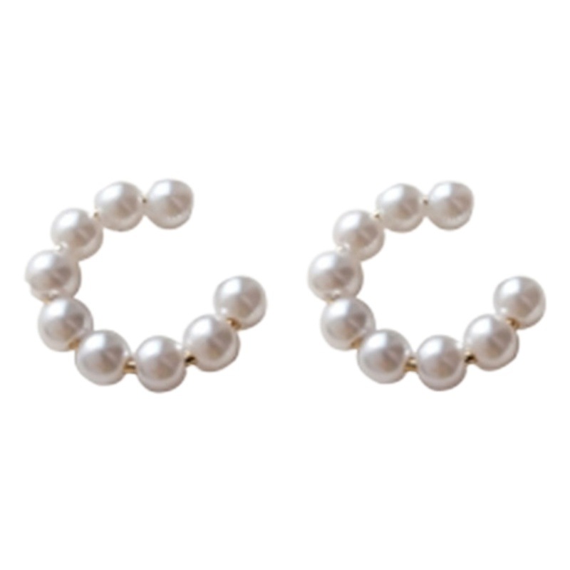 Korean Dongdaemun Sweet C-Shaped Pearl Earrings, Elegant Niche Hoop Earrings, Fairy Style Ins-Style Ear Clips, Ear Bone Clips, a Pair