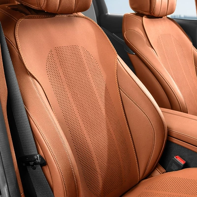 Car Surround Seat Cushion, Seven-Seater — Seat cushion, seat cover - ocher-brown-one-piece-of-backrest-for-front-and-rear-rows