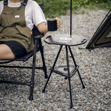 戶外露營戰術角幾水桶架折疊小桌子多功能可升降圓桌野營休閑茶桌