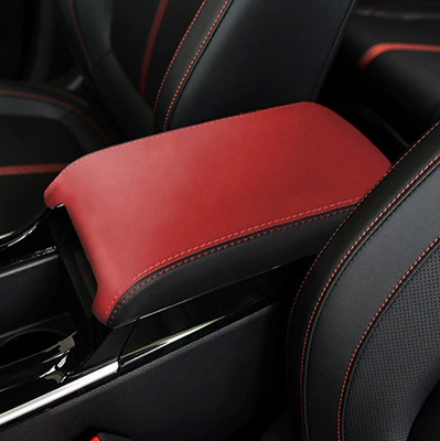 Armrest box: Leather Cover, Armrest Box Cover Cover - 19-21-models-red-and-black
