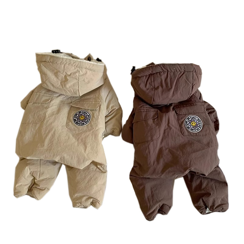 Otoño y invierno para perros pequeños y medianos amigables con flores de sol con capuzas de cuatro patas de algodón para gatos gruesos y cálidos ropa de mascotas