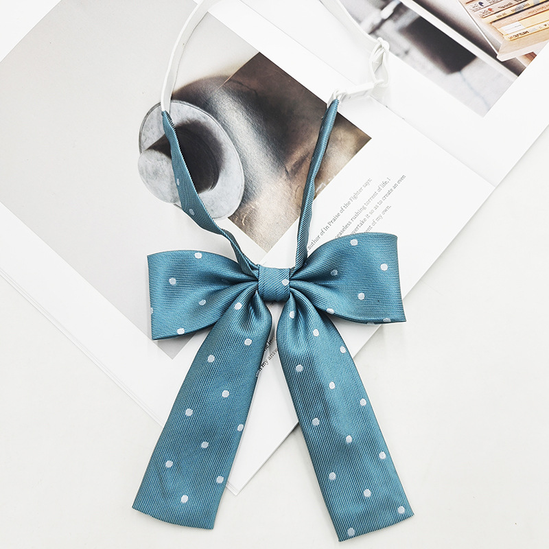 Chicas con lunares pequeños, cuello de mango largo, basin jk pajarita, Japón y Corea del Sur, arco casual, color sólido, fabricante, spot al por mayor